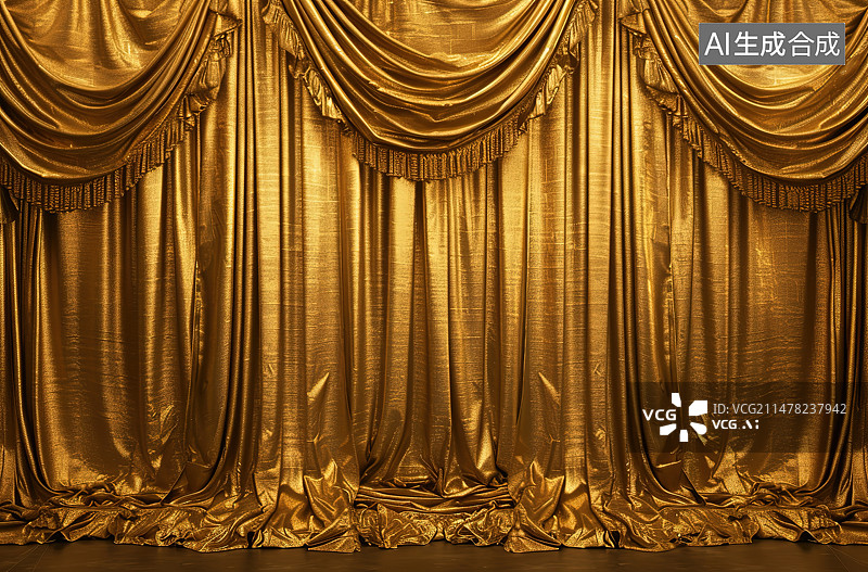 【AI数字艺术】金色窗帘的全画幅拍摄图片素材