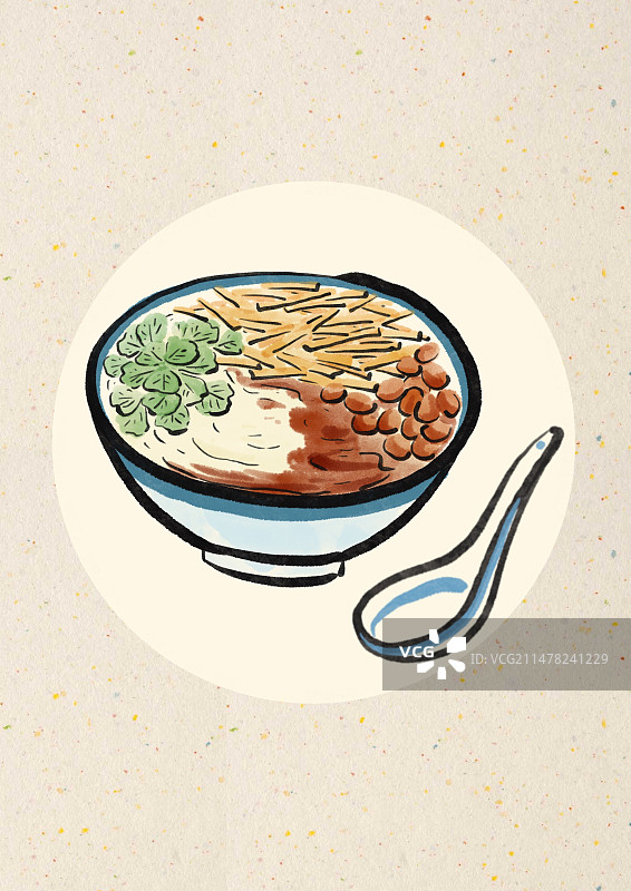 水墨风重庆美食插画-油茶图片素材