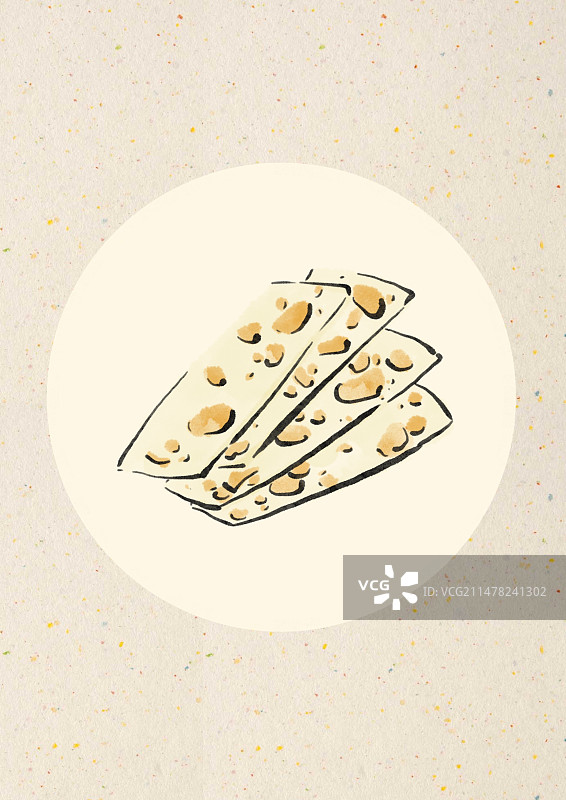 水墨风重庆美食插画-合川桃片图片素材