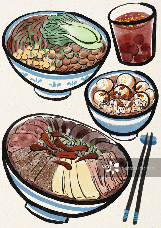 水墨风重庆美食插画图片素材