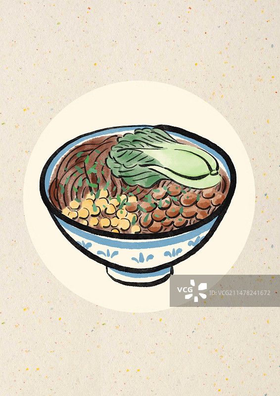 水墨风重庆美食插画-酸辣粉图片素材