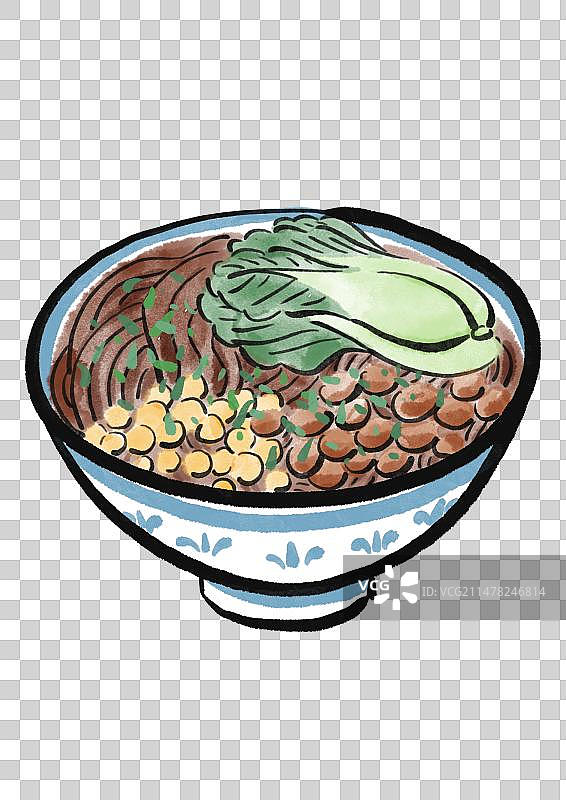 水墨风重庆美食插画元素-酸辣粉图片素材