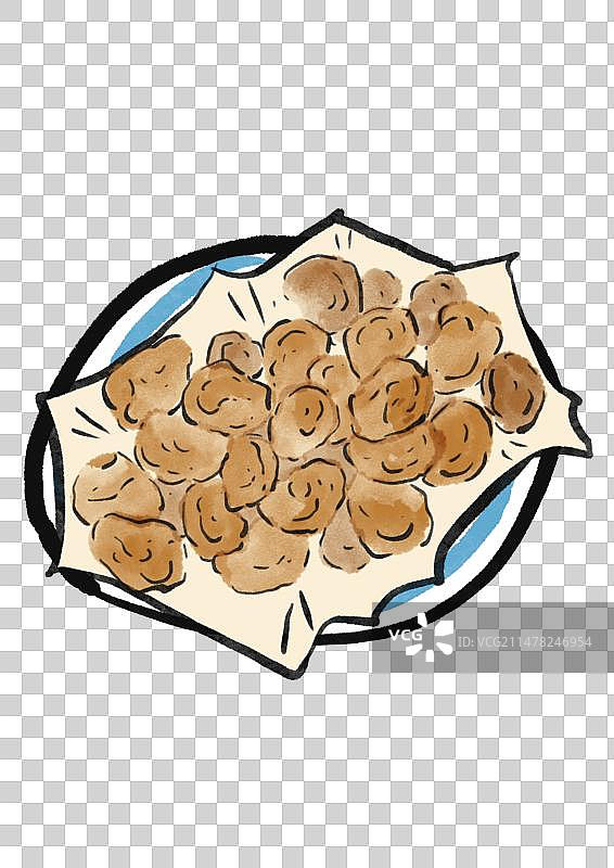 水墨风重庆美食插画元素-怪味胡豆图片素材