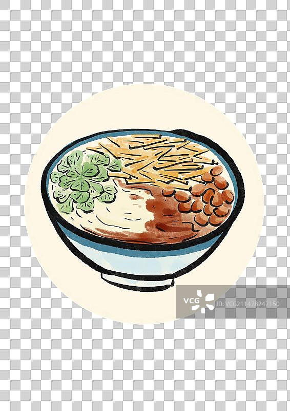 水墨风重庆美食插画元素-油茶图片素材