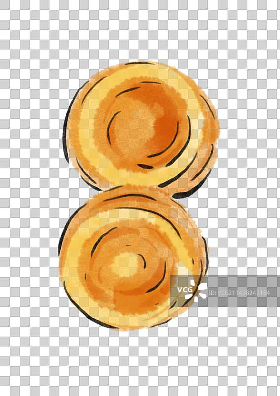 水墨风重庆美食插画元素-熨斗糕图片素材