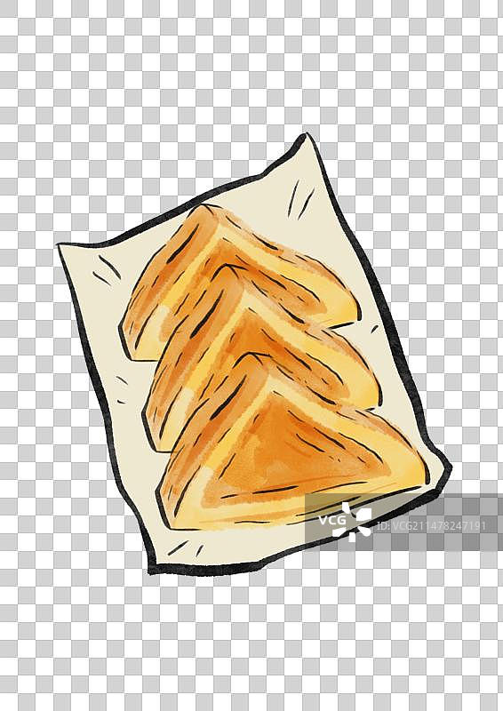 水墨风重庆美食插画元素-熨斗糕图片素材