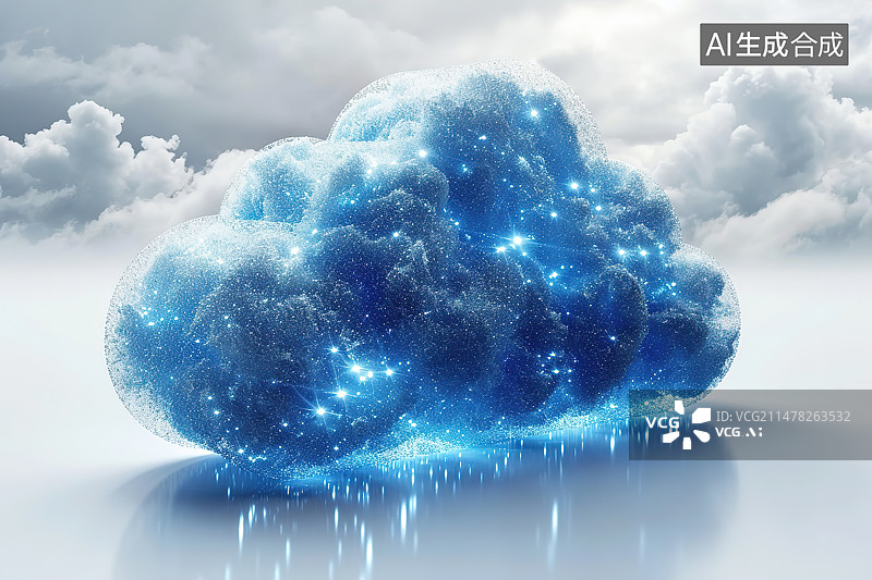【AI数字艺术】蓝色背景下的云朵图片素材