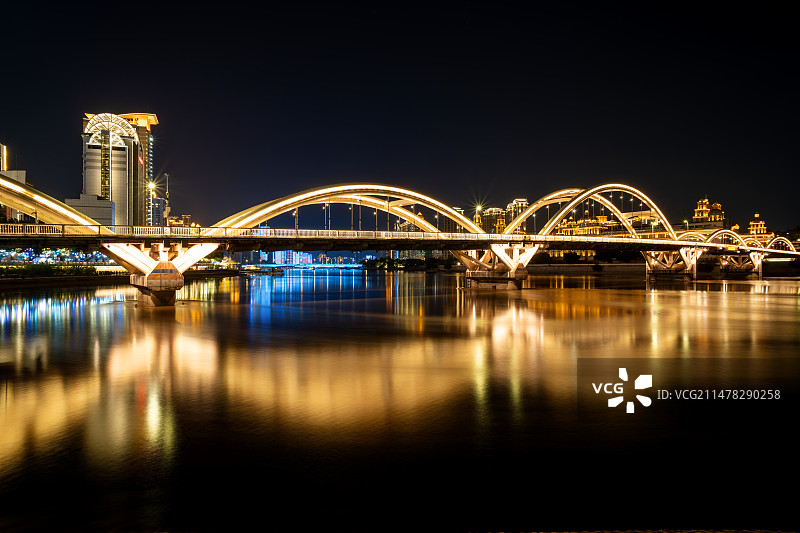 福州解放大桥夜景长曝光图片素材