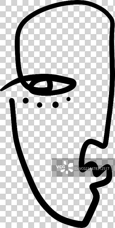 极简抽象人脸单线笔刷图片素材