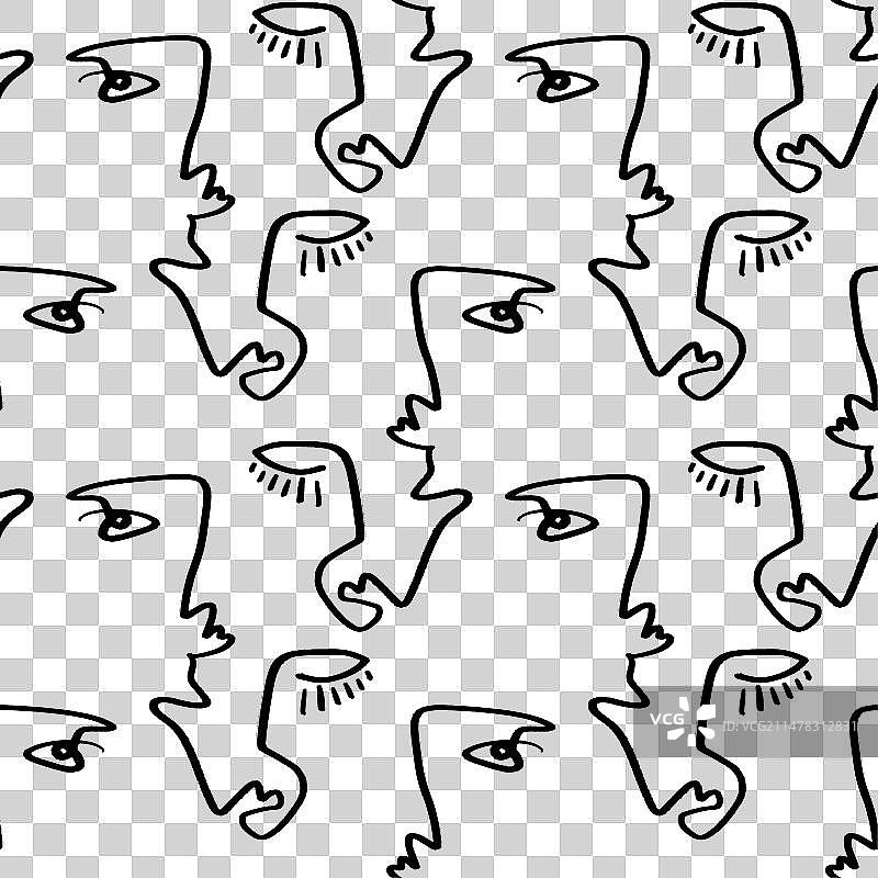 极简抽象人脸单线笔刷图片素材