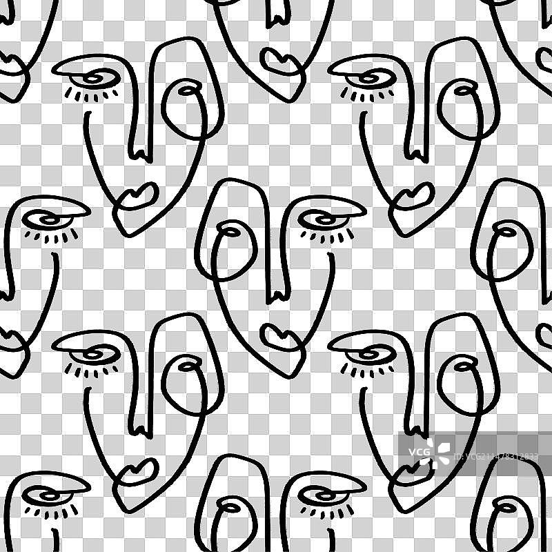 极简抽象人脸单线笔刷图片素材