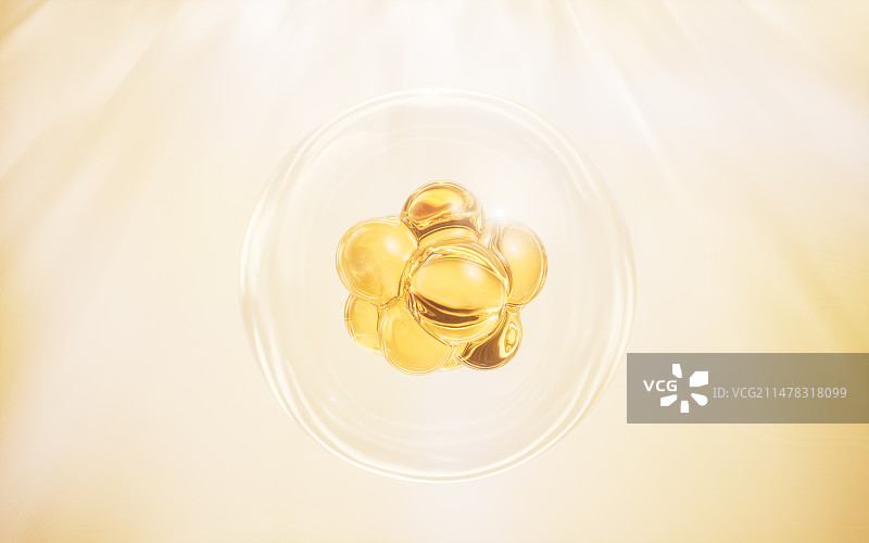 透明金色液滴护肤品3D渲染图片素材