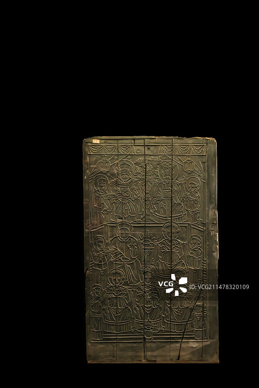 河南新乡，年画印刷木刻版，天地全神图片素材