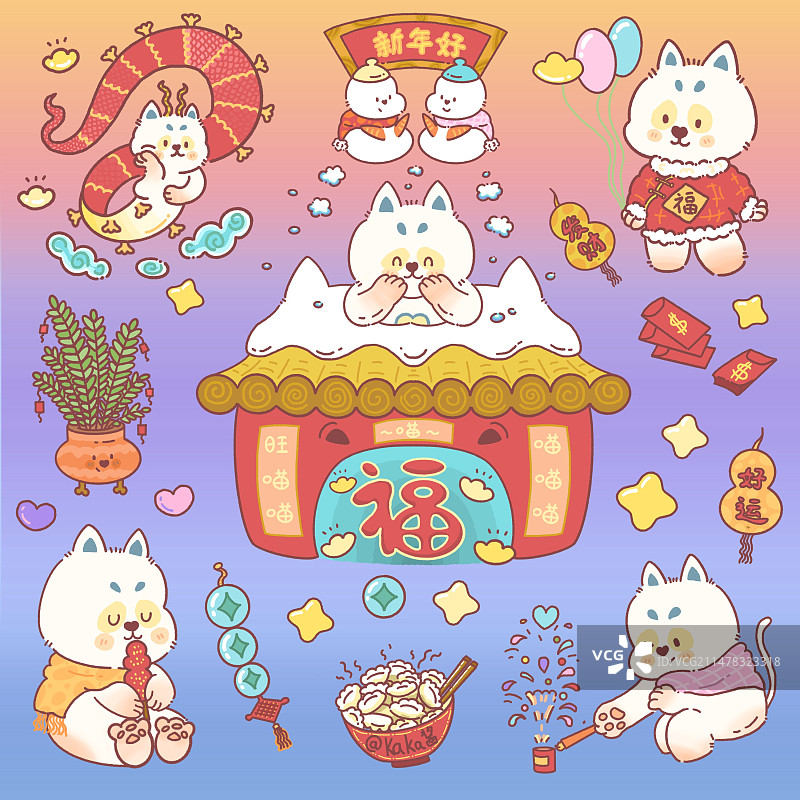 猫猫过新年图片素材