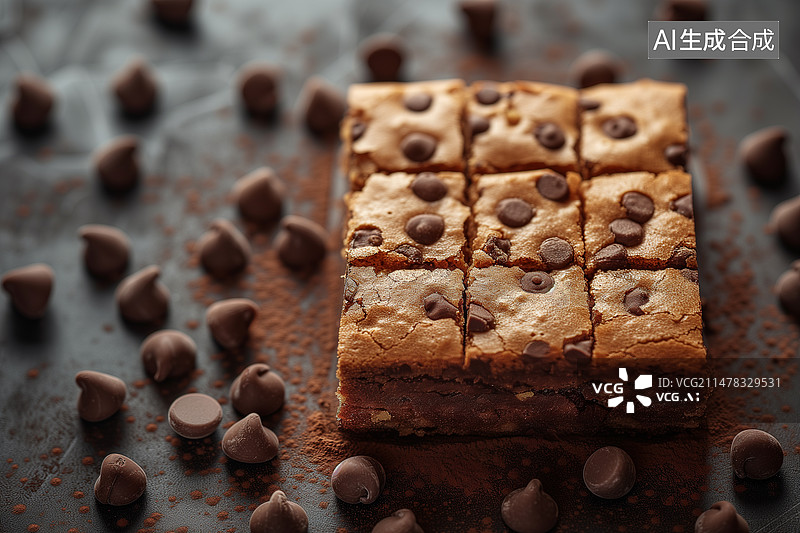 【AI数字艺术】巧克力布朗尼蛋糕的特写菜单样片图片素材