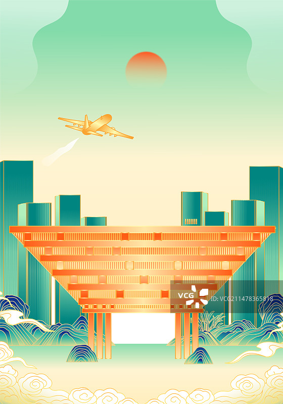 上海城市建筑插画图片素材