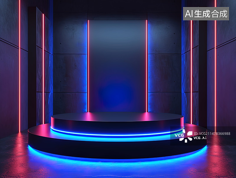 【AI数字艺术】霓虹灯光 电商产品展台图片素材