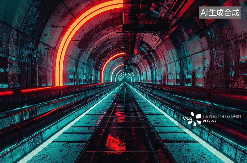 【AI数字艺术】隧道内的铁路图片素材