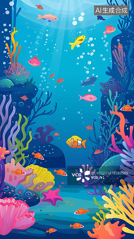 【AI数字艺术】海底世界缤纷多彩图片素材