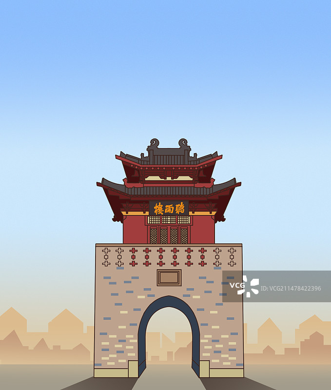 中国风新中式古风古典传统文化山西平遥古城老建筑中式风格历史文化名城旅游宣传海报插画图片素材