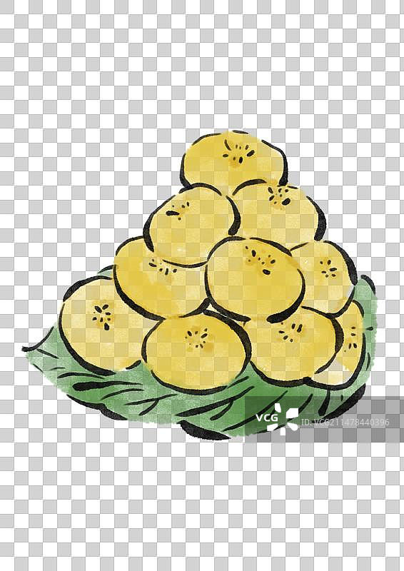 水墨风新疆美食插画元素-糖包子图片素材