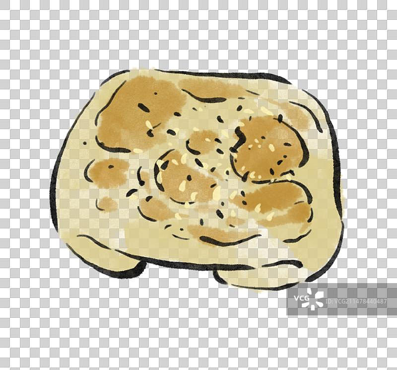水墨风新疆美食插画元素-烤包子图片素材