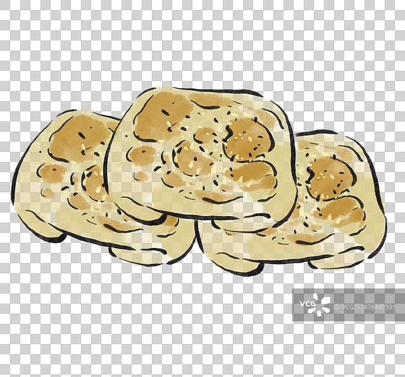 水墨风新疆美食插画元素-烤包子图片素材
