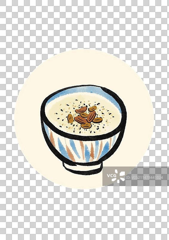 水墨风新疆美食插画元素-酸奶图片素材