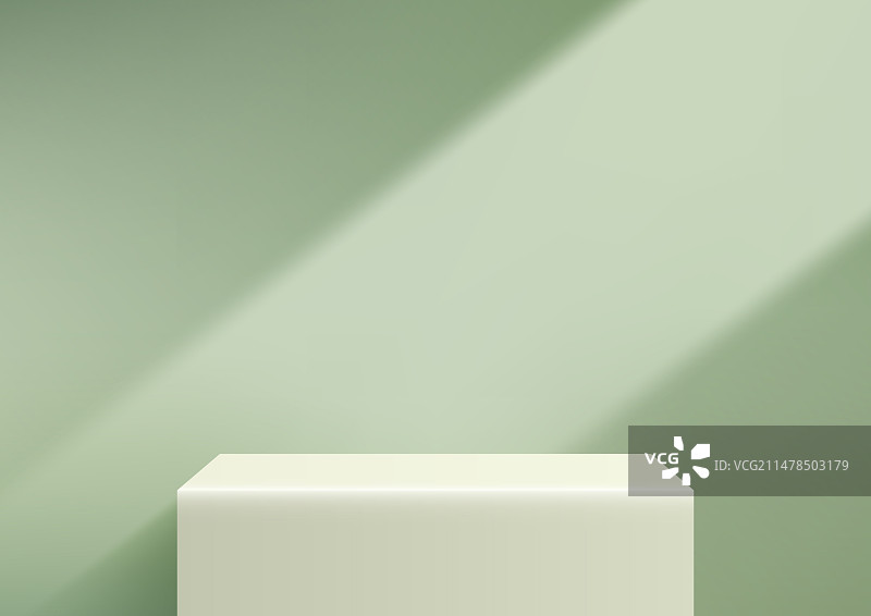 柔和的绿色3D简约产品领奖台模型图片素材