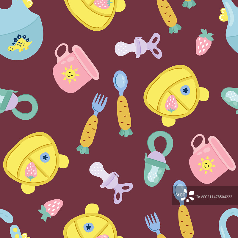 儿童餐具无缝图案图片素材