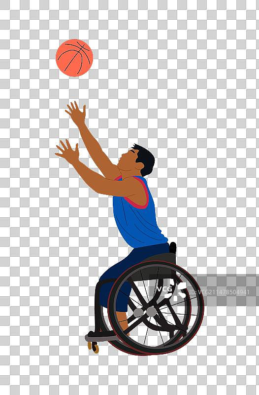 坐轮椅的年轻运动员打篮球图片素材
