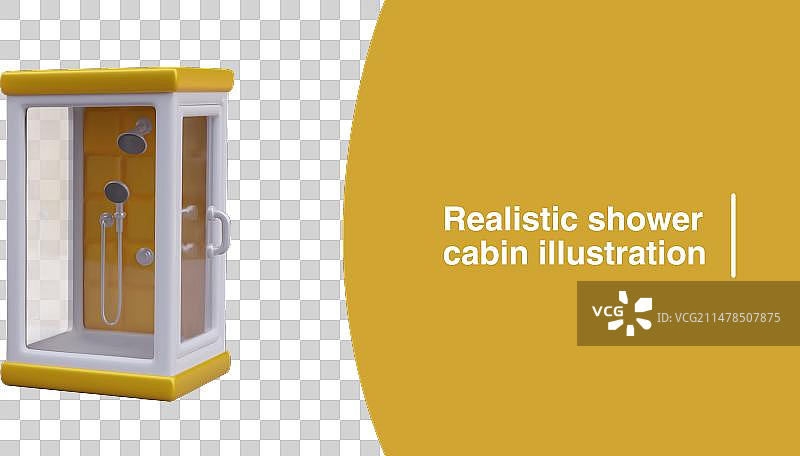 带玻璃墙和门的逼真淋浴房图片素材
