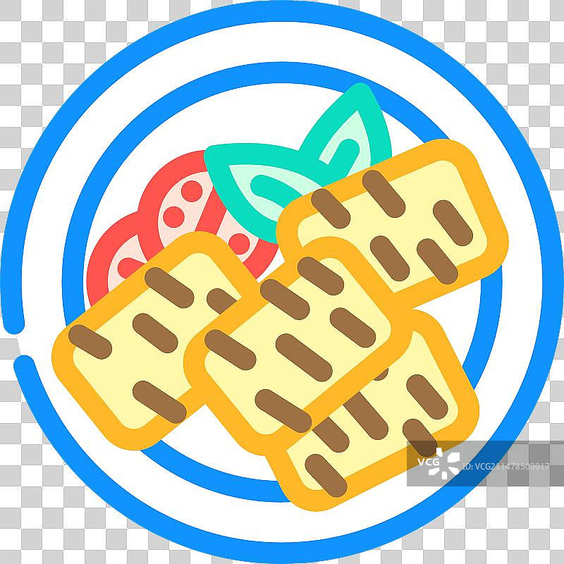 哈罗米奶酪希腊美食彩色图标图片素材