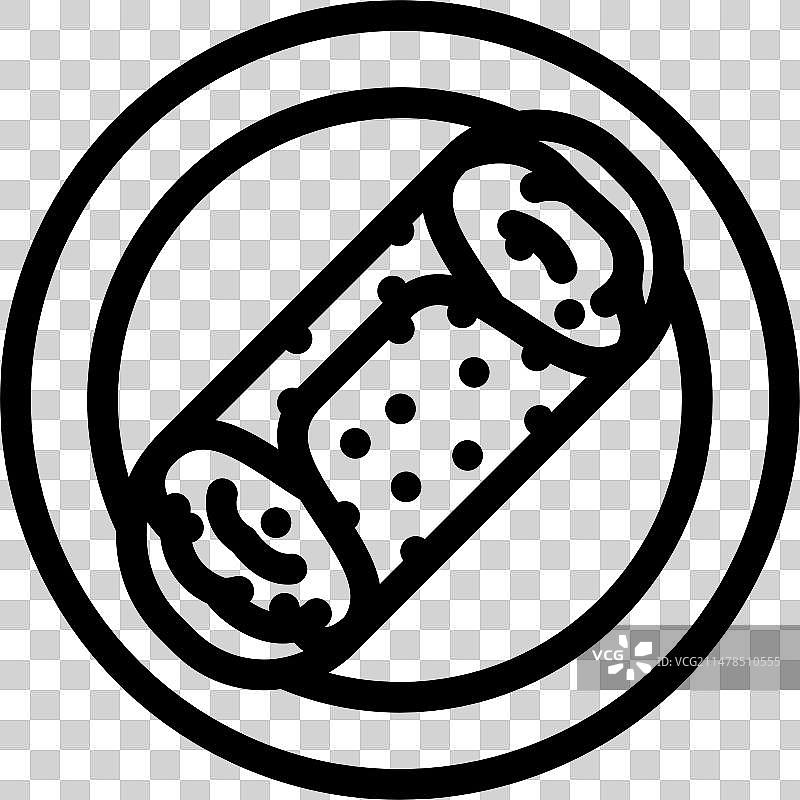 意大利奶油甜馅煎饼卷糕点美食线性图标图片素材