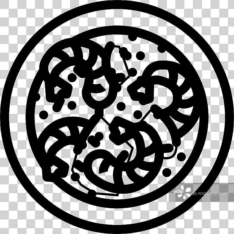 西班牙蒜蓉虾美食线性图标图片素材