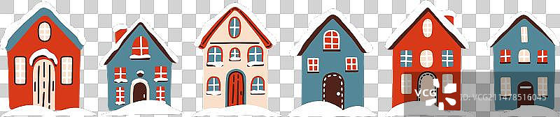 斯堪的纳维亚复古冬季房屋套装图片素材