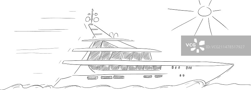 海洋或海上卡通奢华游艇图片素材