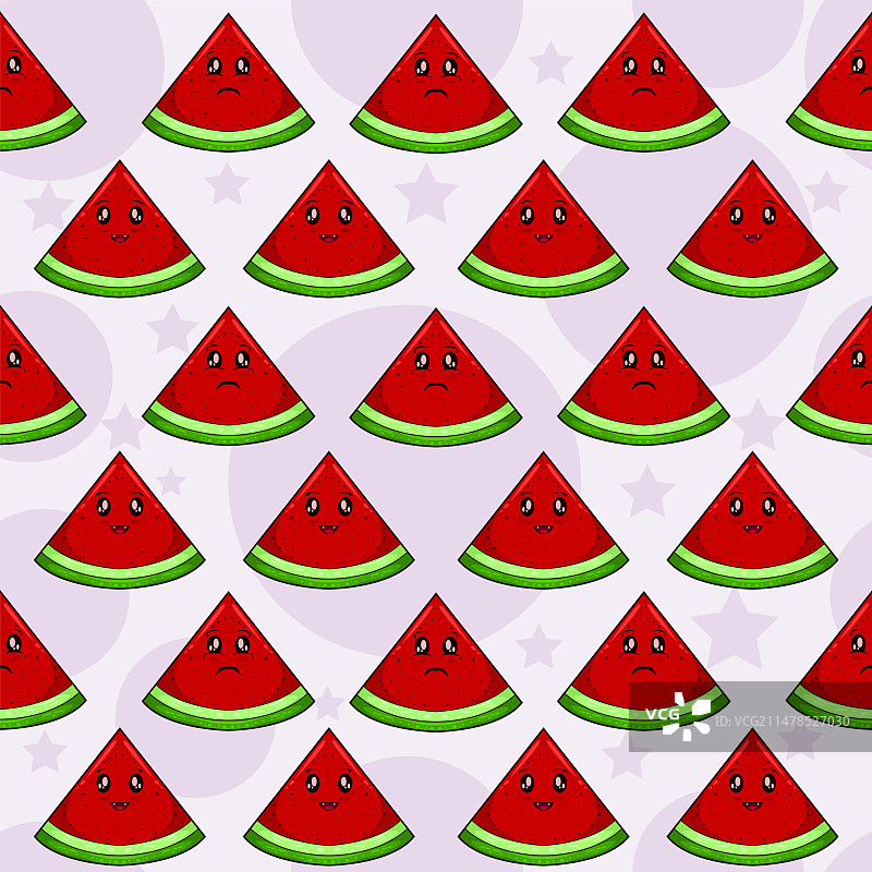 可爱的复古西瓜无缝图案图片素材