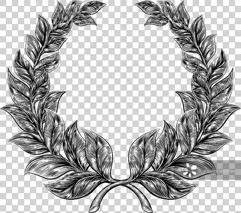 木刻风格桂冠花环图片素材