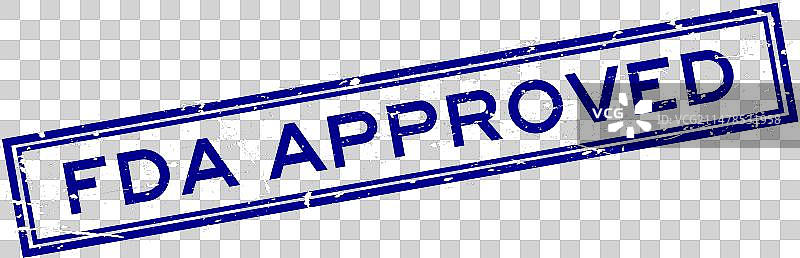 蓝色Grunge风格FDA认证词语方形橡胶印章图片素材