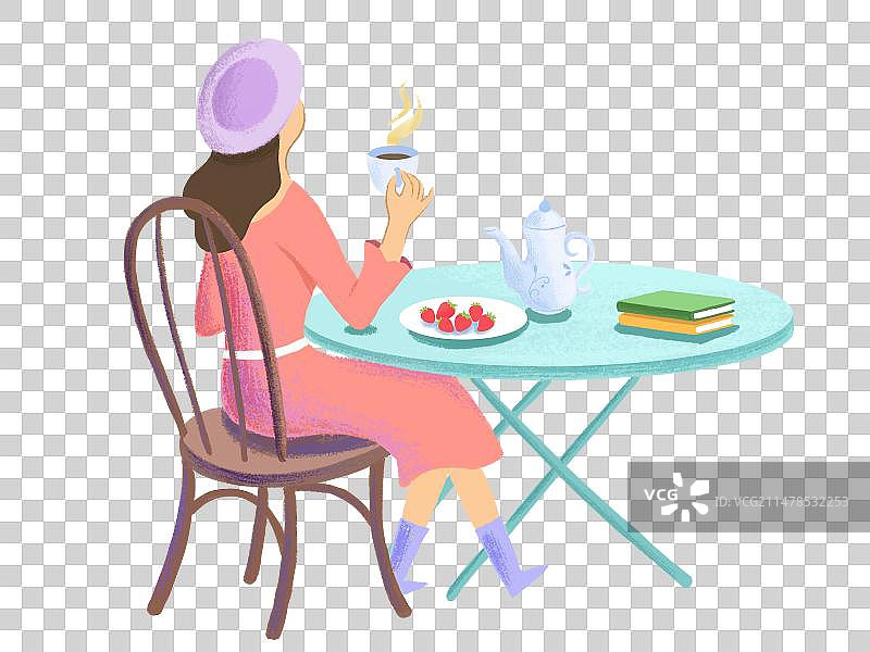 喝下午茶的女孩图片素材