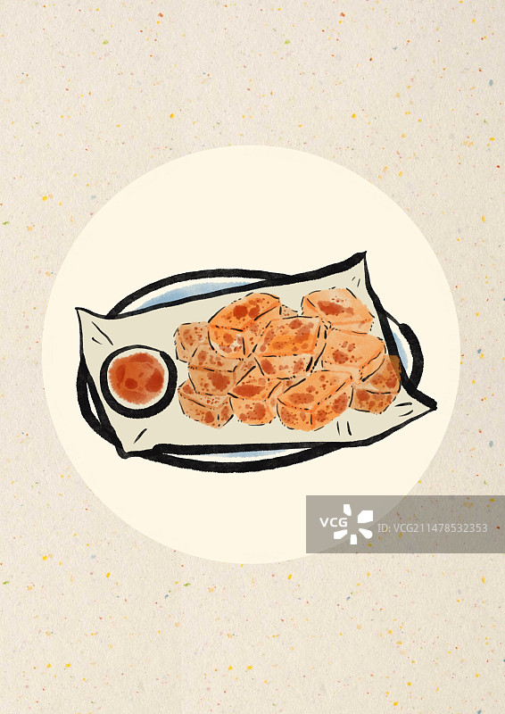 水墨风安徽美食插画-毛豆腐图片素材