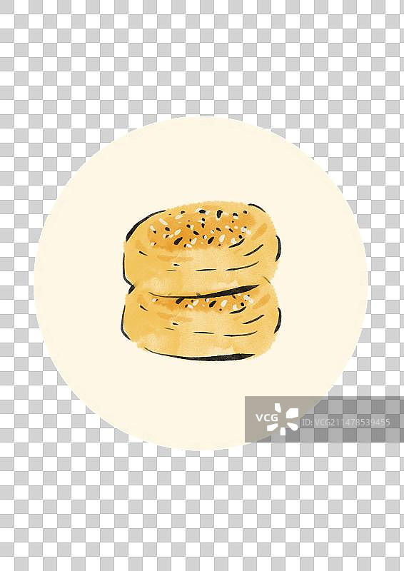 水墨风安徽美食插画元素-麻饼图片素材