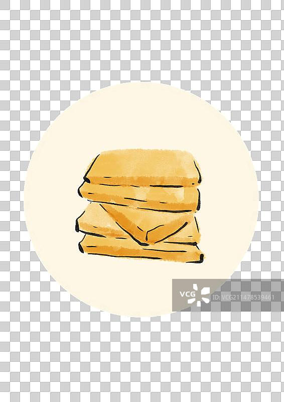 水墨风安徽美食插画元素-烘糕图片素材