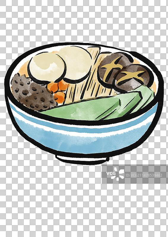 水墨风安徽美食插画元素-李鸿章大杂烩图片素材