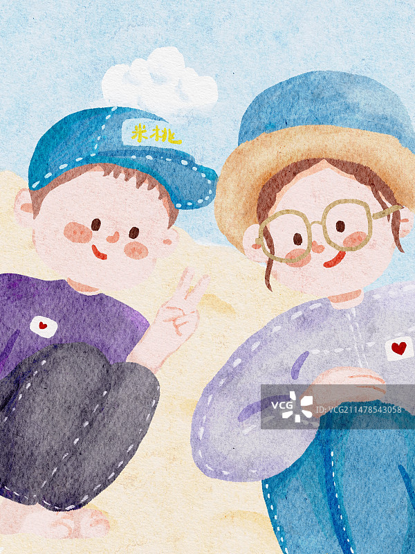 沙滩亲子图片素材