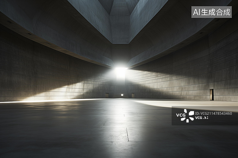 【AI数字艺术】清水混凝土建筑空间图片素材