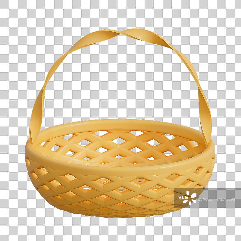 竹编花篮卡通3D插画元素图片素材