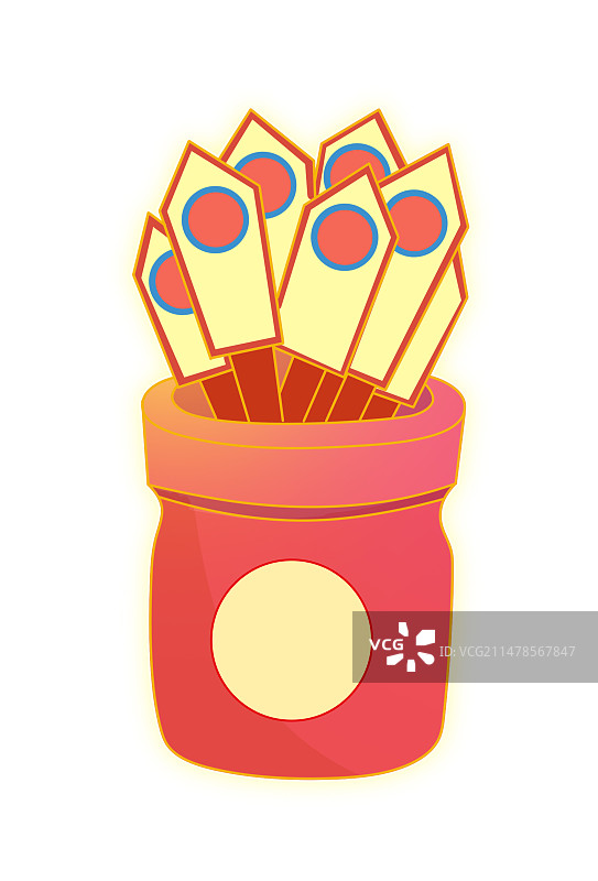 国潮手绘风格抽签签筒图片素材