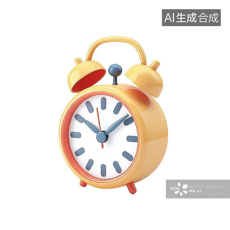 【AI数字艺术】3D渲染C4D可爱卡通风格闹钟元素图片素材